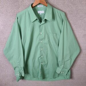 Harve Benard Shirt Mens 2XL Green Button Down Cotton Blend Long Sleeve Casual